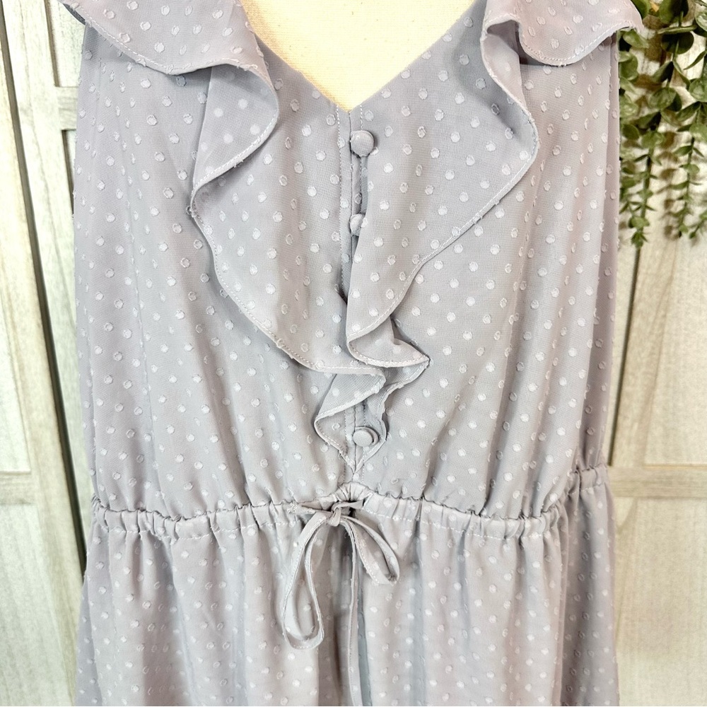 Torrid Gray Lilac Ruffle Front Chiffon Clip Dot Cami Blouse Plus Size 3X 3 22/24 - Picture 9 of 15